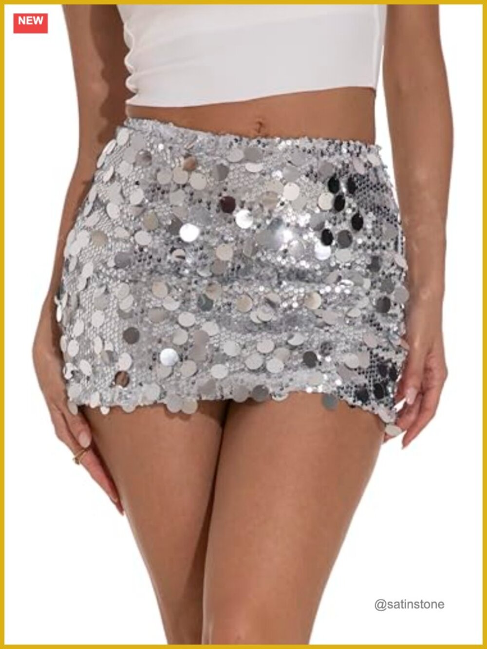 Mini Sequin Skirt Women Sexy Stretch Pencil Sparkly Disco